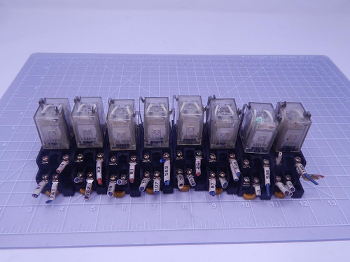 Lot of 8 Omron  LY2-D-NJB    Relays 24 VDC w/ Bases 15 A 240 V Max For Sale Lot of 8 Omron  LY2-D-NJB    Relays 24 VDC w/ Bases 15 A 240 V Max For Sale