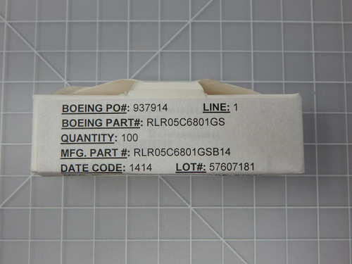 Lot of 100 Vishay RLR05C6801GSB14    Military Through Hole Resistor For Sale