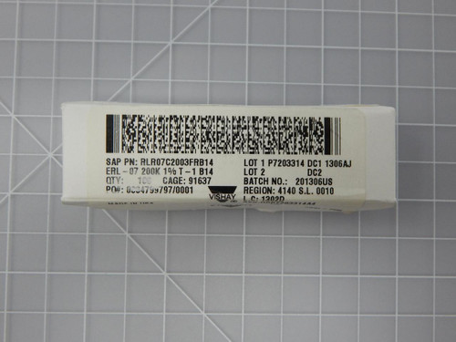 Lot of 63 Vishay RLR07C2003FRB14    Res Metal Film 200K Ohm 1% 0.25W(1/4W) ±100ppm/°C 0.01% Epoxy AXL

 For Sale