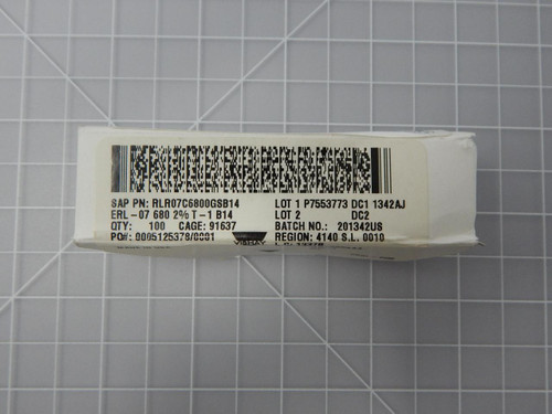 Lot of 69 Vishay RLR07C6800GSB14    RES 680 OHM 2% 1/4W AXIAL	 For Sale