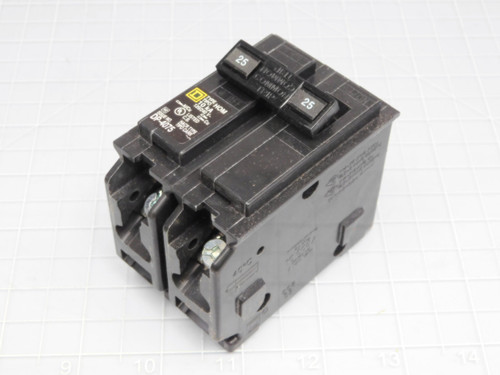 LOT OF 5 SQUARE D HOM225 PLUG-ON CIRCUIT BREAKER 25 AMP T192399