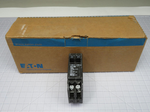 LOT OF 10 EATON BR3020 DUPLEX CIRCUIT BREAKER 30A/1P 20A/1P TYPE BRD 2 POLE T192252
