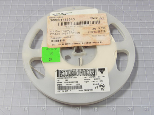 Lot of 9300 Vishay CRCW020188K7FNED  RES SMD 88.7K OHM 1% 1/20W 0201  For Sale