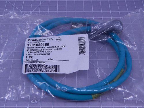 Woodhead E11A06205M010 1201080189   MC Cordset\(D-Code 4 P M/M Straight/90 DEG 26/4 AWG TPE Cable 1 M For Sale