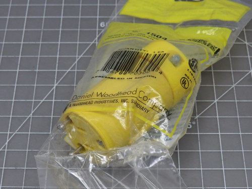Lot of 2 Woodhead 1301410023 1504 Connector - Super Safeway Nema 1-15R 15A 125V Neotex Rubber - Yellow For Sale