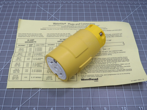 Woodhead 1301420029 2782 Connector with Locking Blade, 4 Pole/5 Wire, NEMA L22-20 For Sale