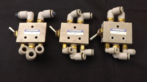 LOT OF 3 KOGANEI 41V PNEUMATIC MANUAL VALVES T22694