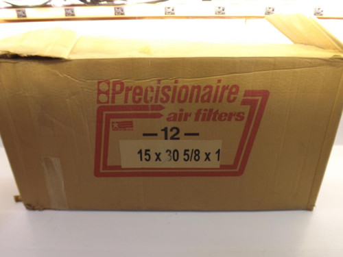 LOT OF 12 PRECISIONAIRE FURNACE FILTERS 15"X30 5/8"X1" T41036