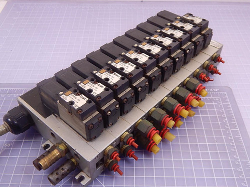 SMC NVFS2100-5FZ Solenoid Valves w/ Manifold T98326 For Sale