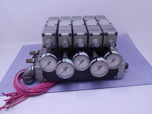 Lot of 5 SMC NARB110-1 Space Regulators w Manifold T115486 For Sale