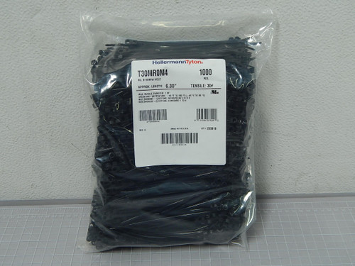 Lot of 500 HellermannTyton T30MR0M4  Cable Ties SCRW MNT 30LB 6.3"L BLACK	
  For Sale