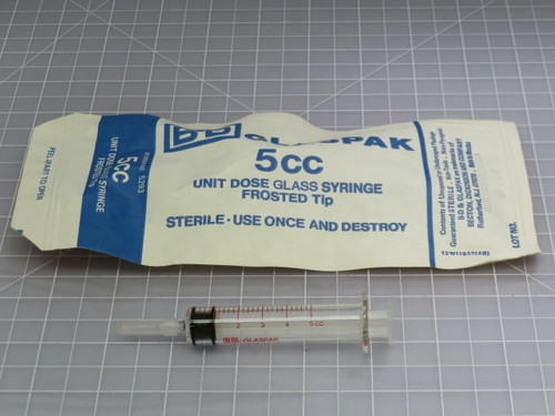 Lot of 10 B-D 5293  Glaspak Unit Dose Glass Syringe Frosted Tip 5cc  For Sale