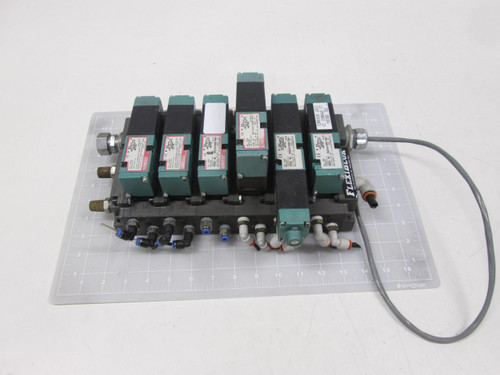 LOT OF 6 NUMATICS 082SS415M017N61 082SA415M017N61 SOLENOID VALVES W/ MANIFOLD T68182
