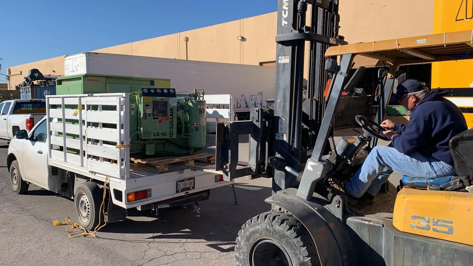 Heavy equipment staged for transfer