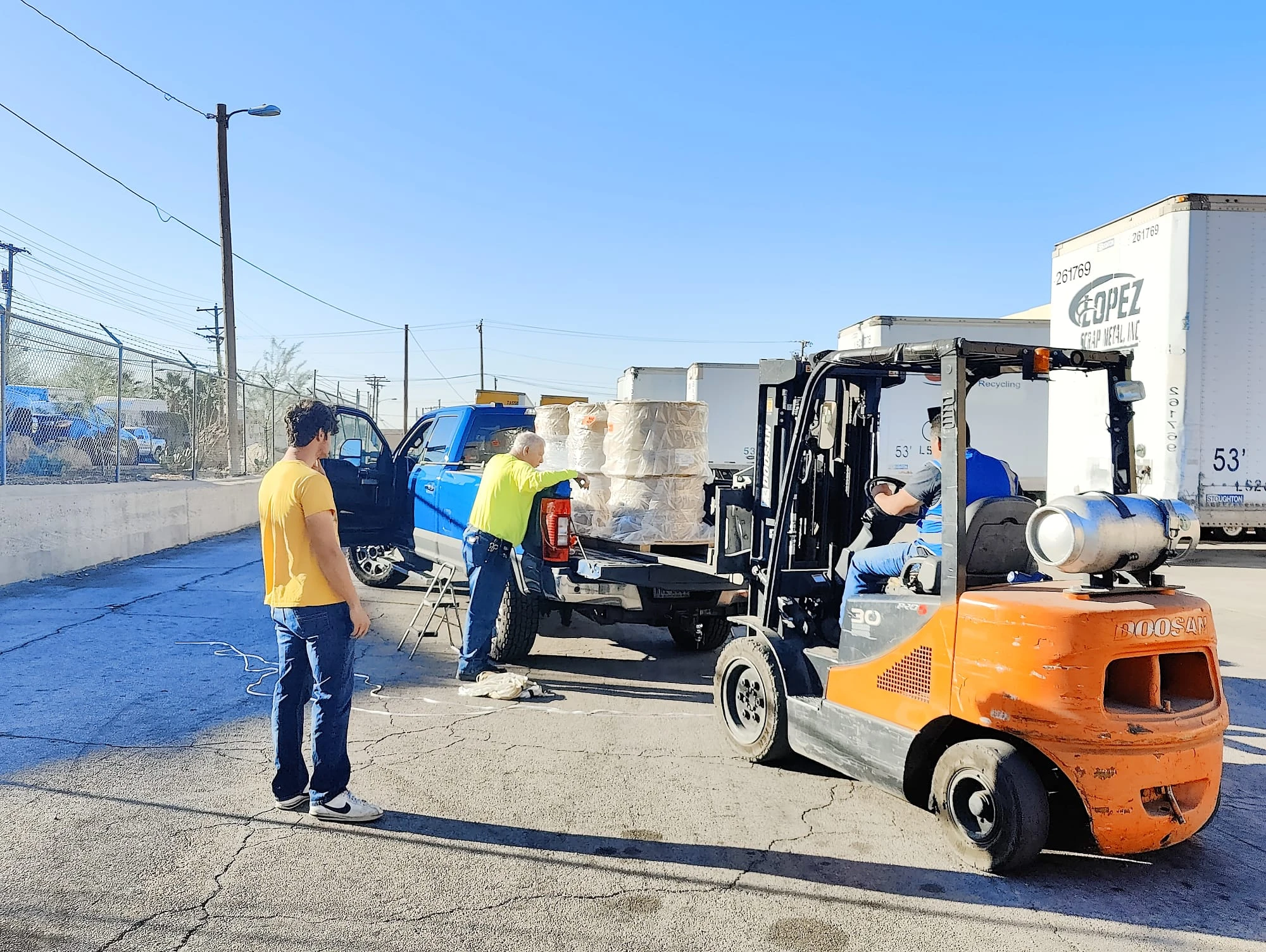 Trucks at the OCO Industrial dock in El Paso