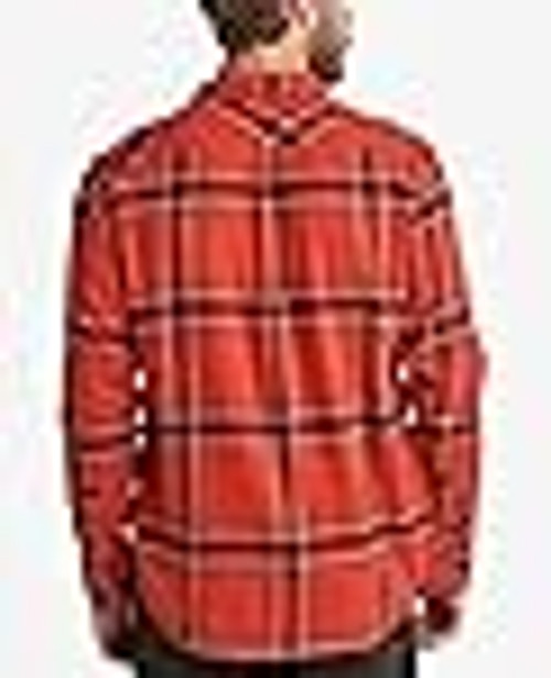 DKNY Mens Fulton Gingham Long-Sleeve Cotton Flannel Shirt Charcoal