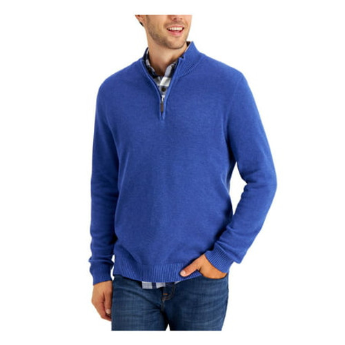 Club Room CLUBROOM Mens Blue Mock Neck Classic Fit Quarter-Zip Pullover Sweater S