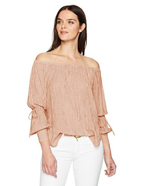AG Womens Ag Tallulah Off The Shoulder Blouse, Size Large - Pink