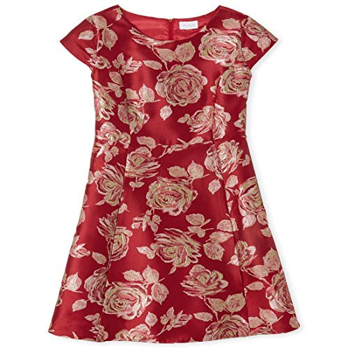 The Children's Place Girls' Short Sleeve Printed Dress, CLASSICRED, 2 WMNS