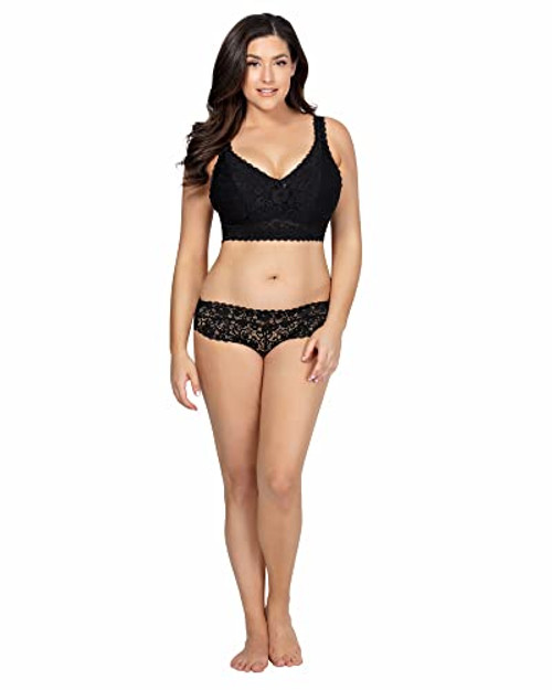 PARFAIT Adriana P5482 Womens Curvy and Full Bust Supportive Wire-Free Lace Bra-Black-40E