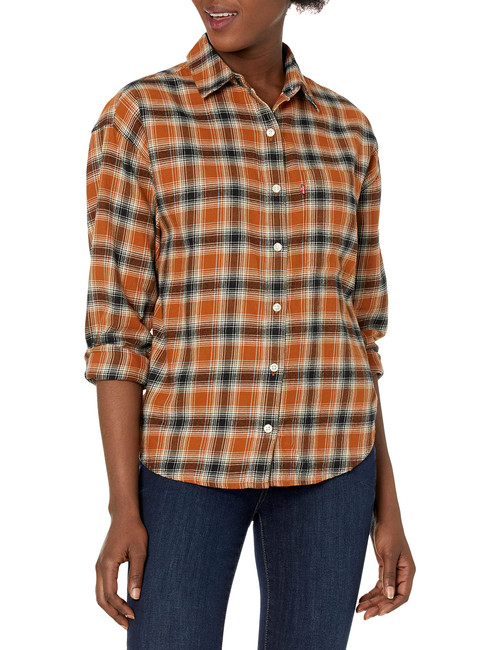 Levi's Womens Henri Flannel, Emily Plaid Glazed Ginger, X-Large