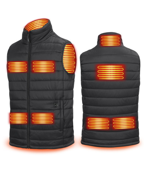 uupalee Heated Vest for Men with Battery Pack Outdoor Lightweight Warm Heating Clothing Black 2XL