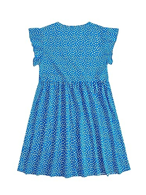 Floerns Womens Plus Size Floral V Neck Ruffle Sleeve Short Summer Dress Blue 1XL