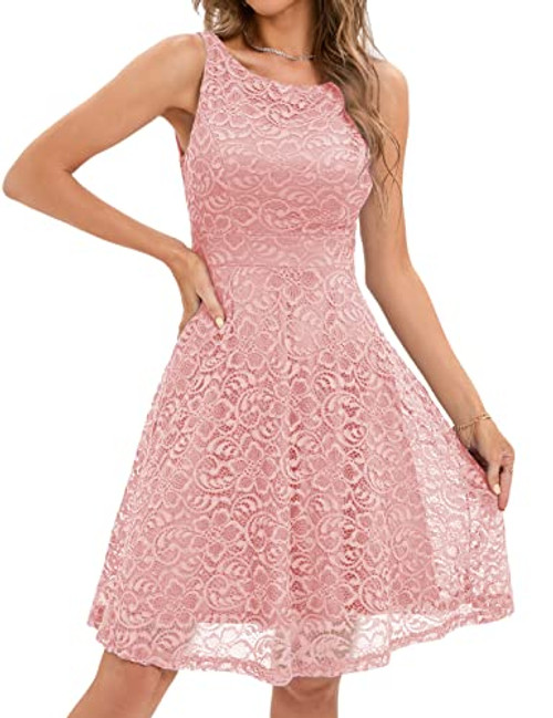 Bbonlinedress Lace Wedding Prom Cocktail Bridesmaid Formal Homecoming Teens Summer Dress Blush 2XL