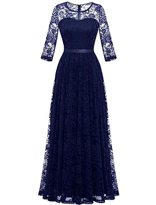 Wedtrend Evening Gowns for Women, Long Dresses for Women, Long Sleeve Bridesmaid Dresses, Formal Dresses for Women Wedding Guest, Fancy Dresses for Women for Special Occasion WTL20007NavyL