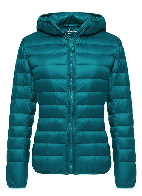 Wantdo wantdo Womens Hooded Winter Light Down Coat Packable Jacket Teal Blue Medium