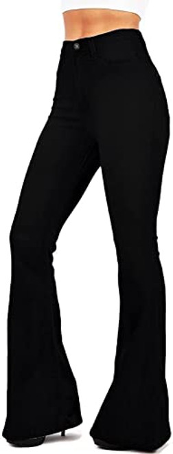 Galmint GALMINT Womens Fashion Wide Leg Slim Flare Bellbottom Jeans (Black, US 14)