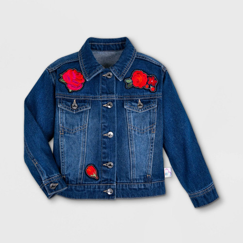 Girls' Disney Princess Belle Rose Denim Jacket - Blue 7-8 - Disney Store