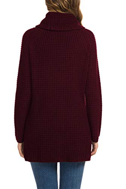 GRECERELLE Womens Turtleneck Sweaters 2023 Fall Chunky Long Sleeve Asymmetric Knit Pullover Sweaters