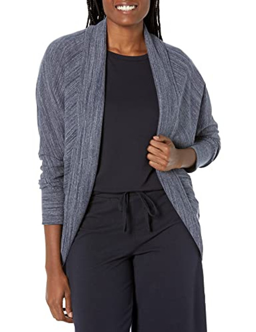 Daily Ritual Womens Terry Cotton and Modal Oversized-Fit Cocoon Sweatshirt, Navy Space Dye, Medium