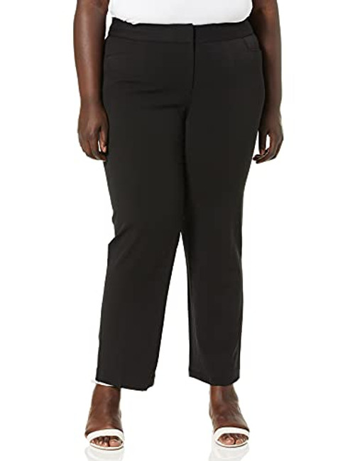 Rafaella womens Curvy Fit Slim Leg Gabardine Pants, Short Inseam Black, 18 US