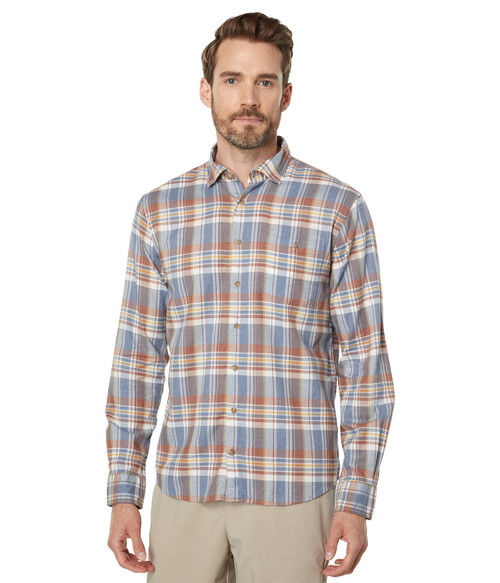 johnnie-O Greaves Long Sleeve Woven Shirt (Lake) Mens Clothing Large