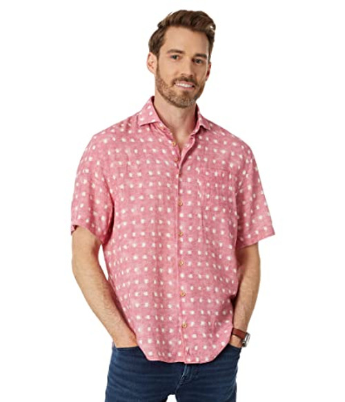 johnnie-O Boyette Short Sleeve Woven (Raspberry) Men's Clothing