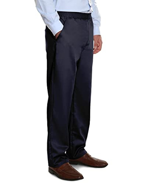 Pembrook Mens Elastic Waist Pants for Seniors Adaptive Pants Navy-S