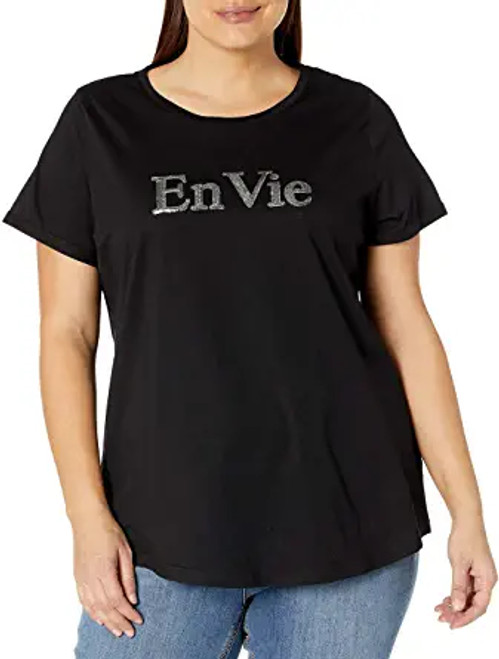 City Chic Womens Apparel Womens Plus Size Relaxed Tee with Sparkle Slogan Front