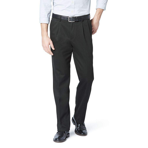 Dockers Men's Classic Fit Easy Khaki Pants-Pleated, Black, 40W x 29L