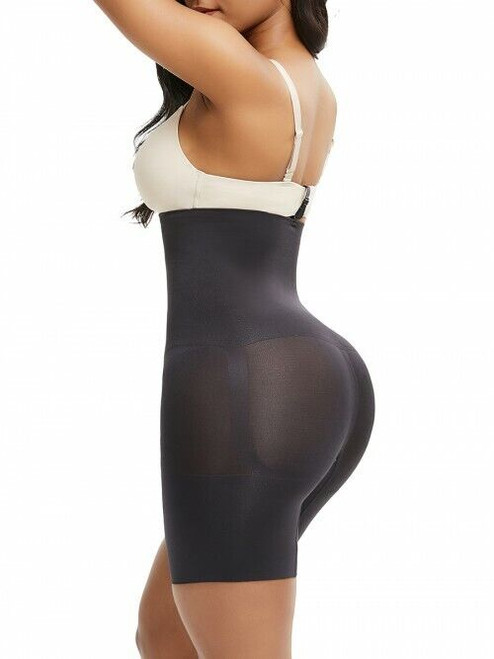 FeelinGirl Shapewear for Women Tummy Control Seamless Faja Mesh Built-in Bra Body Shaper with U Plunge Black 3XL