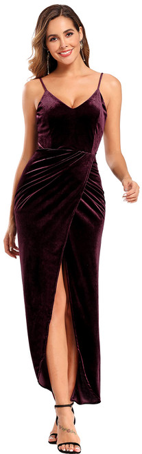 Babalet Cami Dress  Bodycon Night Out Party Ruched Dress for Women Burgundy, M