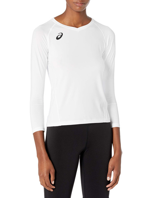 ASICS Womens Spin Serve Volleyball Jersey Short Sleeve, Team White, Small