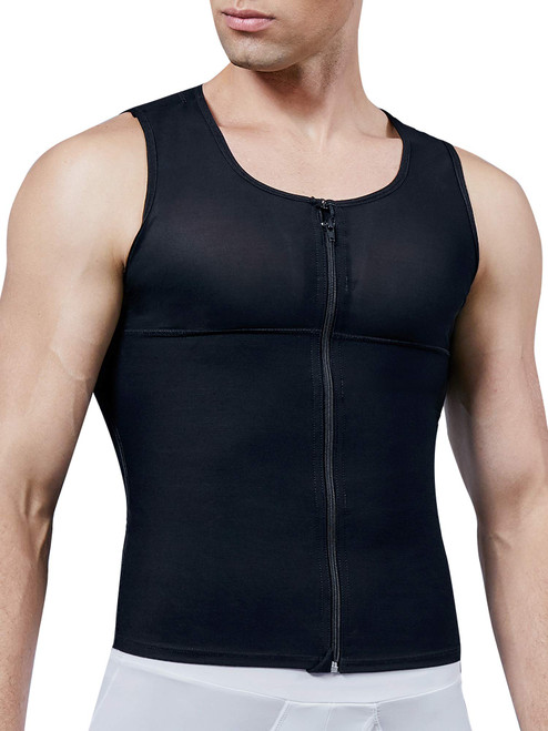 MISS MOLY Compression Shirts for Men to Hide Gynecomastia Moobs Slimming Body Shaper Vest Abs Tank Top Undershirt Black S