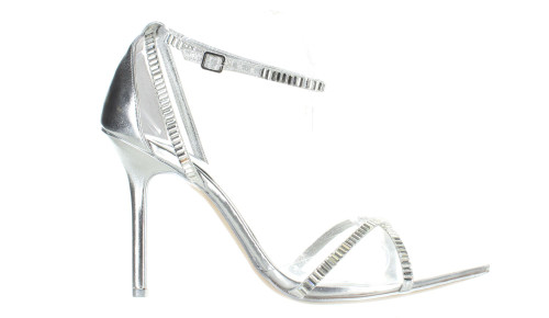JLO by Jennifer Lopez Womens Parlan Silver Ankle Strap Heels Size 10 (7686593)