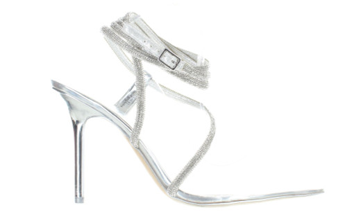 JLO by Jennifer Lopez Womens Paz Silver Ankle Strap Heels Size 11 (7688050)