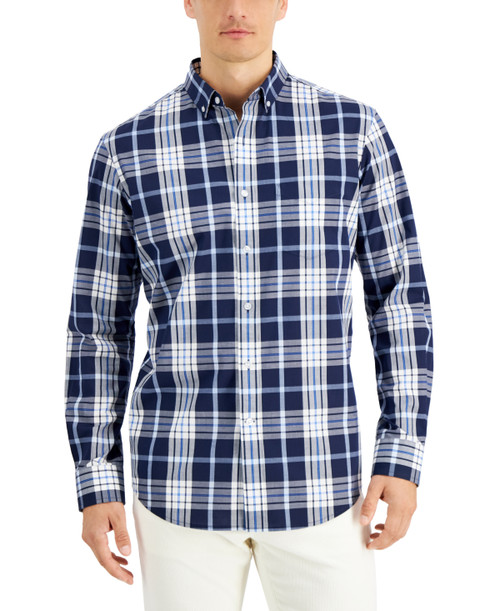 Club Room Men's Plaid Poplin Shirt,