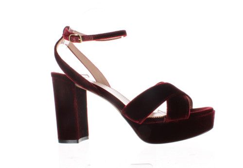 J.Crew Womens Cross Strap Burnished Beet Ankle Strap Heels Size 10 (1975710)