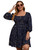 Floerns Womens Plus Size Printed Casual Square Neck Puff Sleeve A Line Dress A Navy Blue Galaxy 1XL