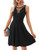 GRACE KARIN Women Lace Patchwork High Waist Slim Fit A-Line Flare Party Dress L Black